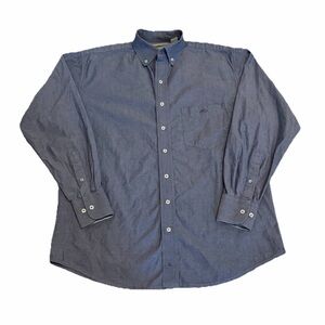 Resistol Ranch Solid Cotton Button-Down Shirt Blue Long Sleeve Men’s M